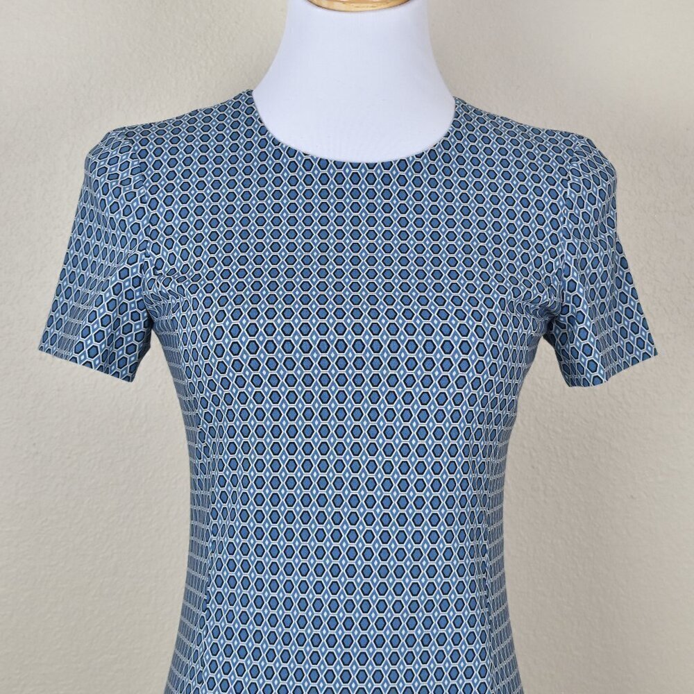 Theory Jatinn Hex Wool Printed Short Sleeve Dress - 2 - Picture 2 of 9